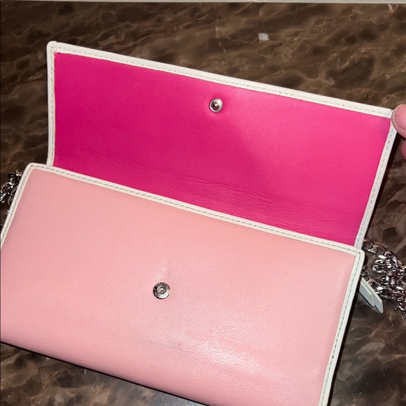 Coach Pink and Cream Continental Long Wallet and Checkbook w/ unbranded chain - Picture 4 of 11